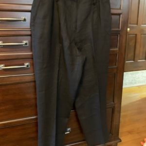 Black lined linen ankle pants